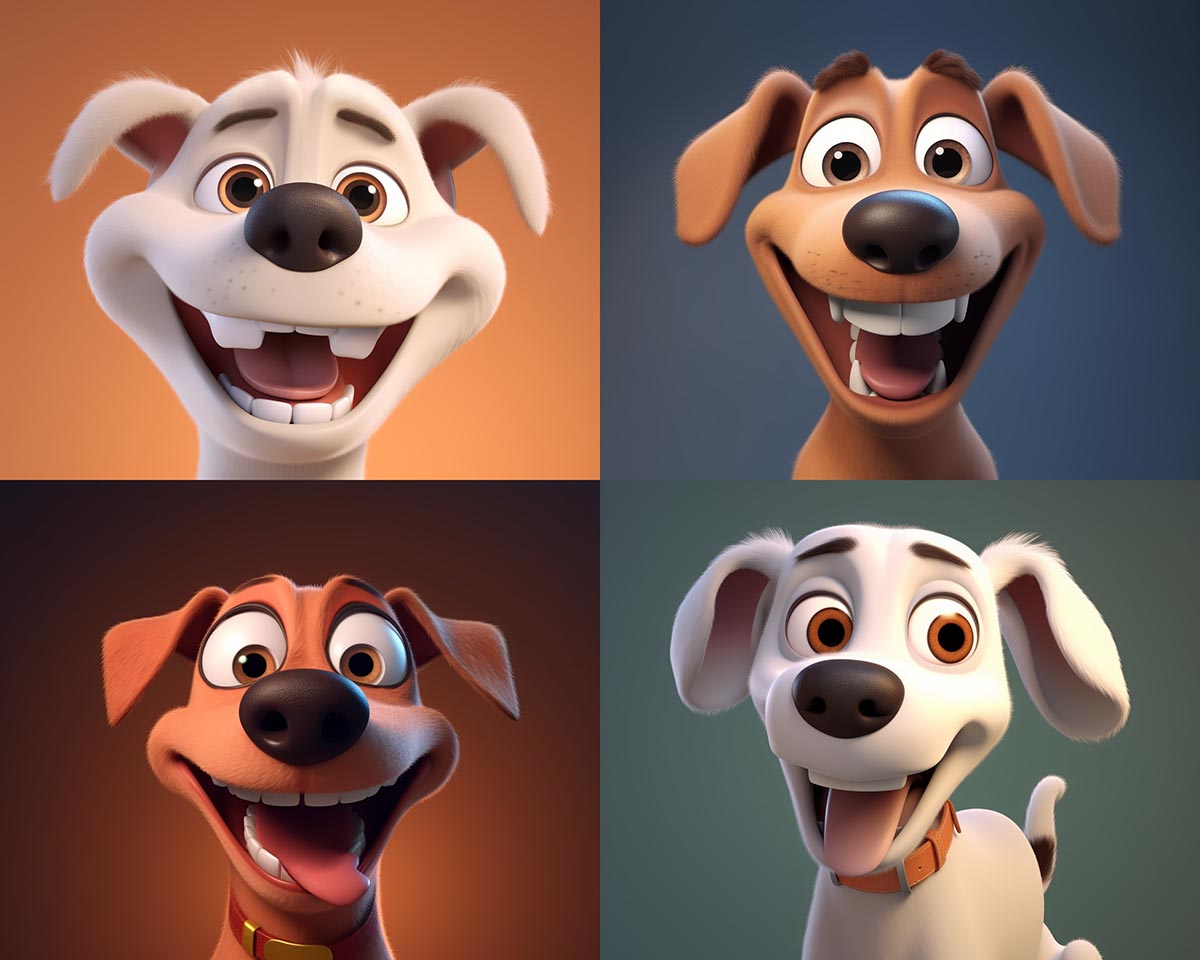 Cartoon 3D Render Friendly Dog Characters