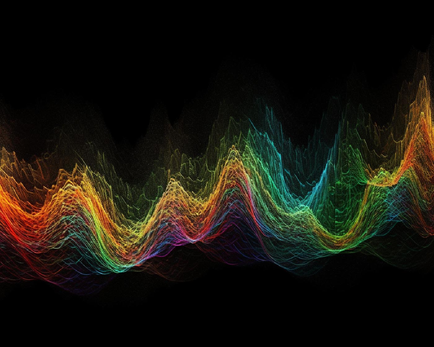 Colorful Sound Waves on Black Background